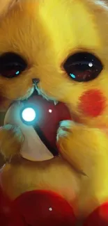 Cute 3D Pikachu with glowing Pokeball.