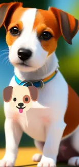 Adorable Jack Russell puppy with colorful background.