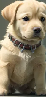 Cute golden retriever puppy with collar.