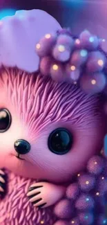 Cute purple cartoon hedgehog wallpaper for phones.