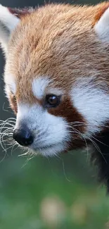 Close-up of a cute red panda in natural setting.