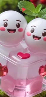 Cute pink themed smiley face wallpaper
