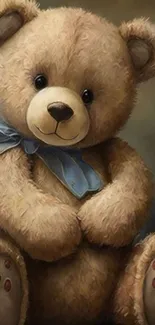 Adorable teddy bear with blue bow