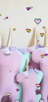 Adorable unicorn plushie in pastel colors.