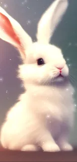 Cute white bunny mobile wallpaper with soft background.