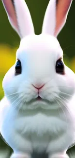 Adorable white bunny with green background wallpaper.