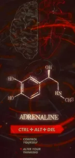 Adrenaline molecule with brain and heart graphic wallpaper.