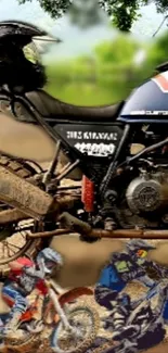 Exciting off-road motorcycle action wallpaper featuring vibrant bikes.