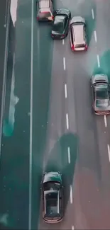 Aerial view of cars on a highway