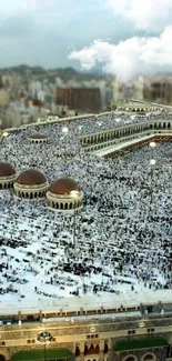 Aerial view of the Holy Mosque during pilgrimage.