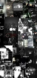 Black and white aesthetic collage wallpaper with urban elements.