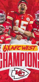 AFC West Champions celebration wallpaper with vibrant red and gold hues.