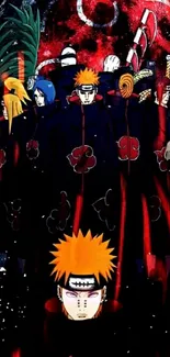 Akatsuki clan standing in dramatic anime wallpaper.