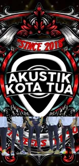 Akustik Kota Tua colorful logo design wallpaper.