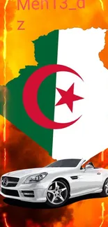 Dynamic wallpaper featuring an Algerian flag and Mercedes car.