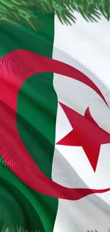 Algerian flag wallpaper with green, white, and red colors.