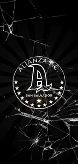 Alianza F.C. emblem on black cracked wallpaper.