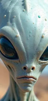 Alien creature with large eyes and smooth skin in the foreground.