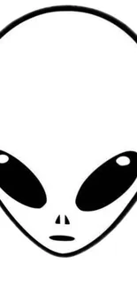 Minimalist alien face wallpaper in black and white design.