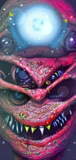 Surreal alien fantasy art with cosmic details and a vibrant magenta hue.