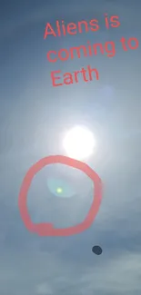 A mysterious sky with text saying 'Aliens is coming to Earth'.