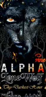 Alpha Lone Wolf wallpaper with dark, mystical theme and vivid colors.