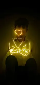 Artistic wallpaper with neon heart glow