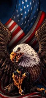 American eagle with flag wallpaper design.