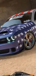 Car with American flag design as a mobile wallpaper.