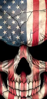 American flag skull wallpaper showcasing bold colors.