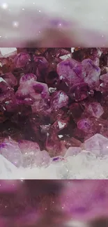 Amethyst crystal wallpaper with a mystical purple hue.