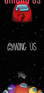 Among Us wallpaper with crewmates on a starry background.