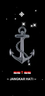 Anchor-themed black mobile wallpaper with minimalist design.