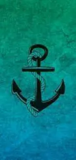 Black anchor on a turquoise gradient background, perfect for mobile wallpaper.