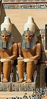 Decorative ancient Egyptian temple with statues.