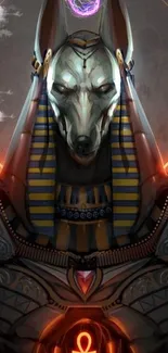 Anubis themed mobile wallpaper with an ancient Egyptian design.