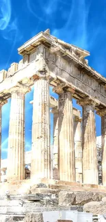 Parthenon under blue sky mobile wallpaper.