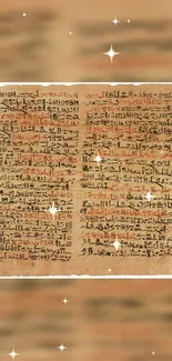 Ancient Egyptian papyrus with mystical script design.