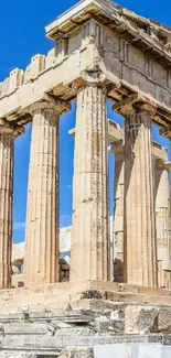 The ancient Parthenon under a clear blue sky, showcasing timeless Greek architecture.