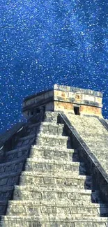 Pyramid under a starry night sky, blending history and astronomy.