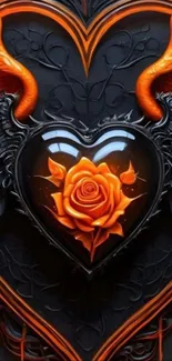 Heart and wings with orange rose art