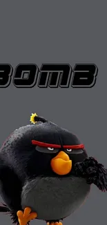 Angry Bird Bomb character on a gray background.