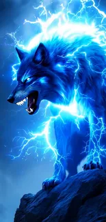 Angry Electric Blue Wolf Live Wallpaper