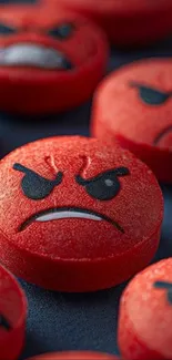 Red angry face emoticon wallpaper close-up