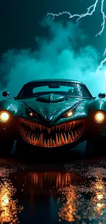 Angry Green Car With Teeth Live Wallpaper