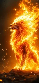 Angry Lion On Fire Live Wallpaper