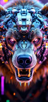 Angry Neon Bear Roars Live Wallpaper