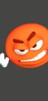 Angry orange emoji on a dark wallpaper background.