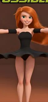 Animated character in dynamic pose on mobile wallpaper.