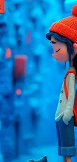 Animated cozy street scene with character and vibrant colors.